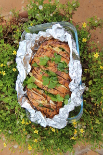 Stuffed Sunflower Bloomer with Olive Tapenade, Mixed Herbs and Melting Emmenthal Cheese