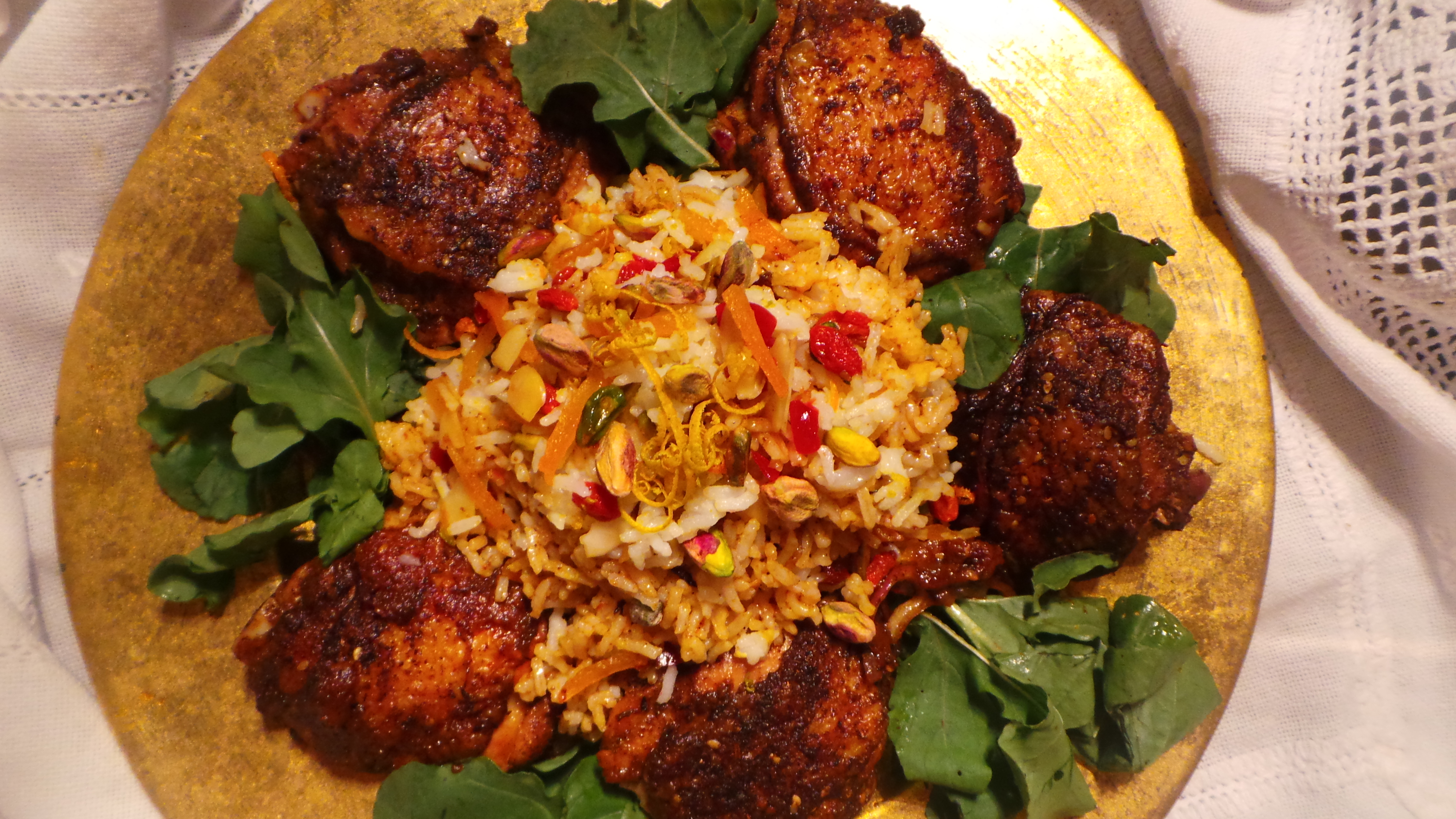 Bzar Spiced Emirati Chicken Served With Bejeweled Rice