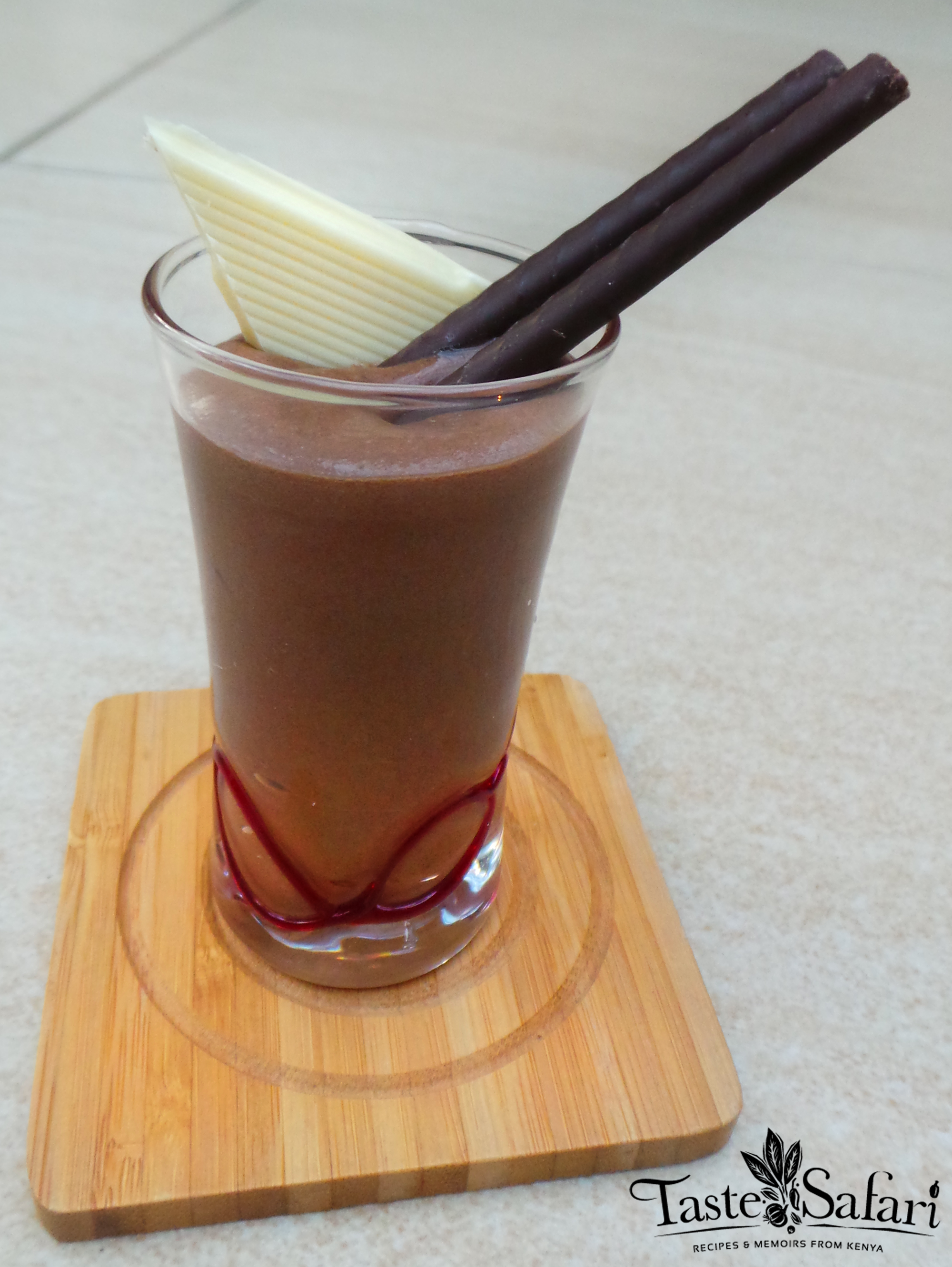 Rich Rum Chocolate Mousse Served in Shot Glasses.